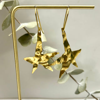 Wonky Brass Star Earrings