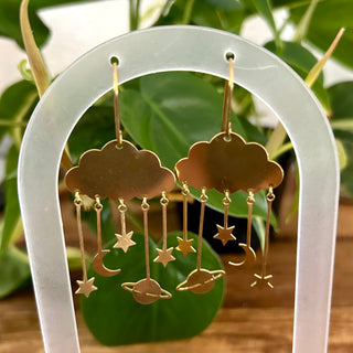 Brass Cosmic Cloud Earrings