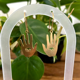 Brass Mystic Hand Earrings