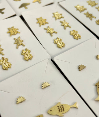 Assorted Brass Stud Earring - 3 Pair Sets
