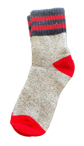 Cozy Knit Colorblock Socks w/ Retro Stripe