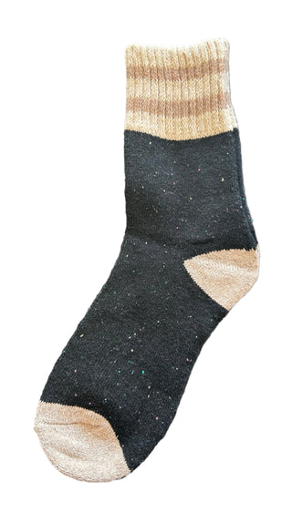 Cozy Knit Colorblock Socks w/ Retro Stripe