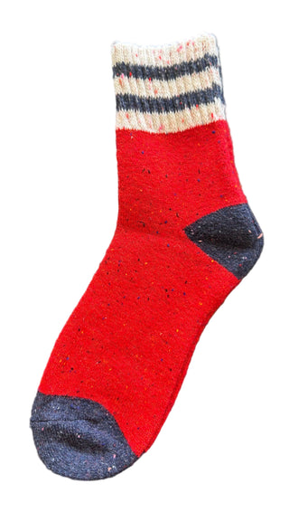 Cozy Knit Colorblock Socks w/ Retro Stripe