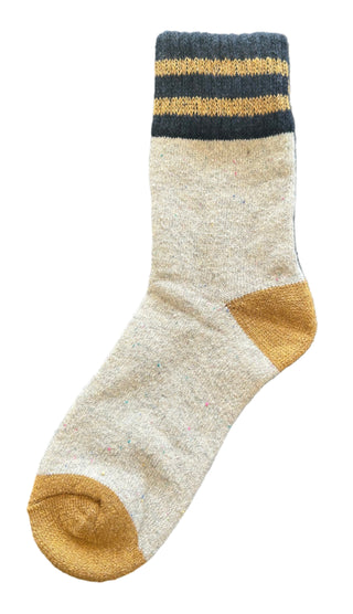 Cozy Knit Colorblock Socks w/ Retro Stripe