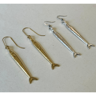 Long Flat Sardine Fish Dangle Earring