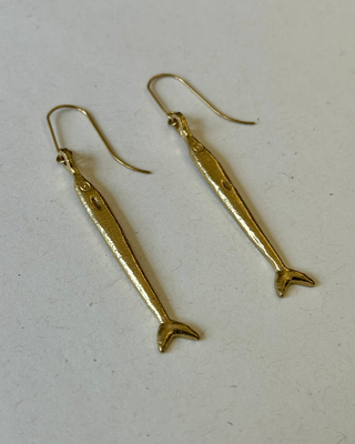 Long Flat Sardine Fish Dangle Earring