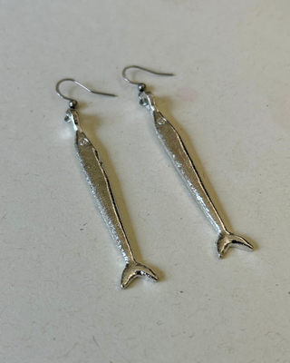 Long Flat Sardine Fish Dangle Earring
