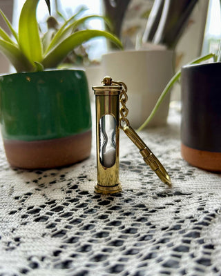 Brass Hourglass Timer Keychain