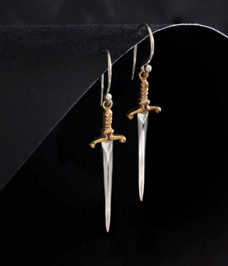 Silver Sword with Bronze Handle Earrings