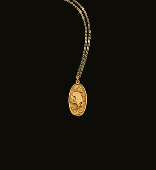 Bronze Botanical Cat Skull Pendant Necklace