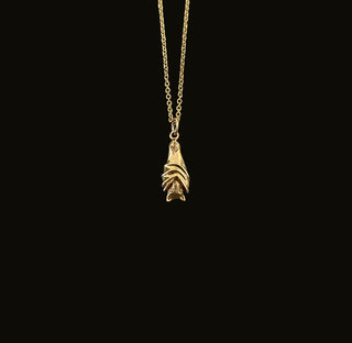 Hanging Bat Bronze Pendant Necklace