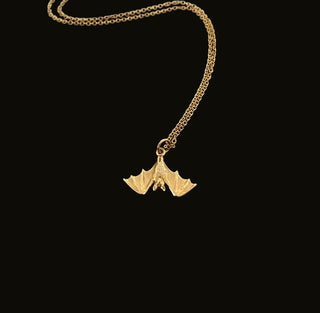 Realistic Bat Bronze Pendant Necklace