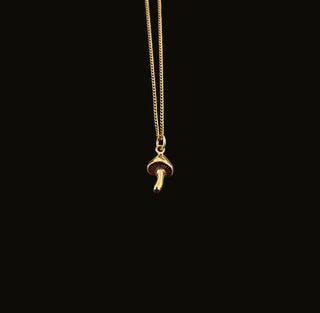 Tiny Bronze Mushroom Pendant Necklace