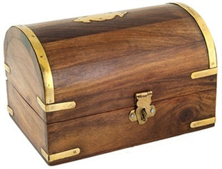 Wooden Chest with Brass Inlay