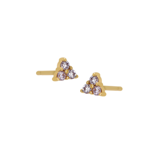 Trio Lavender CZ Stud Earrings - Gold