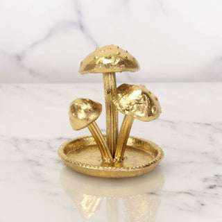 Cast Iron Golden Mushroom Trio Table Décor