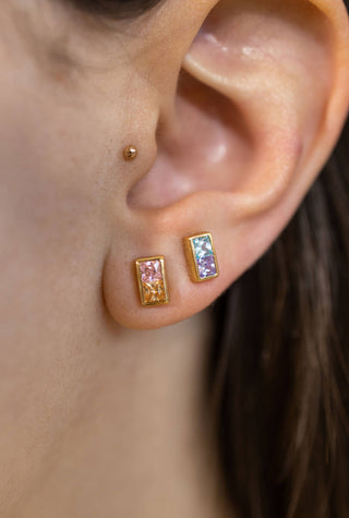 Pastel Ombre Mismatch Stud Earrings - Gold