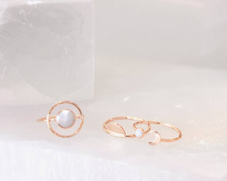 Orbit Circle Mother of Pearl Cosmic Ring - 14k Gold Filled