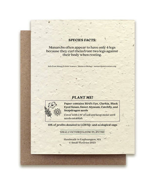 Monarch Butterfly Plantable Wildflower Seed Card: Glassine Sleeves