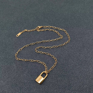 18K Gold-Plated Lock Charm Necklace