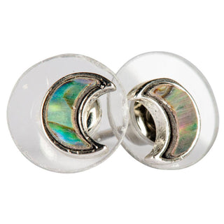 Abalone Shell Inlay Crescent Moon Studs