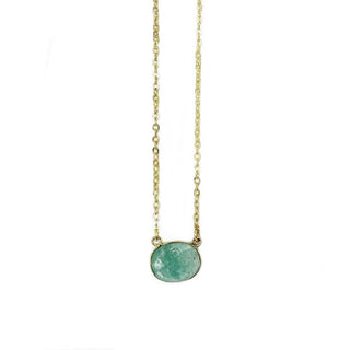 Gold Plated Necklace with Semi-Precious Stone - Amazonite