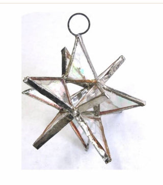 Moravian Star Handmade Stained-Glass Ornament - Iridescent Clear