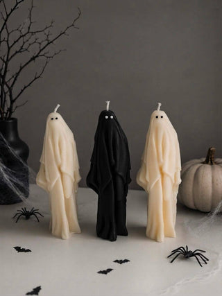 Ghost Candle, Halloween Decor: White / Unscented