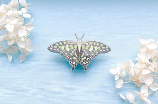 Spotted Jay Butterfly (Graphium agamemnon) Enamel Pin