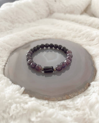 Empath Protection - Black Tourmaline, Amethyst, Pyrite - Gemstone Bracelet: 7