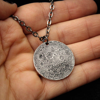 Full Moon Silver Necklace: Charm