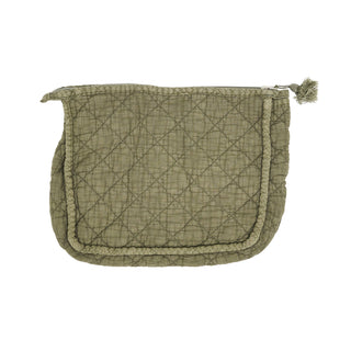 Soft Cotton Quilted Cosmetic Bag: Taupe / 9"x7"