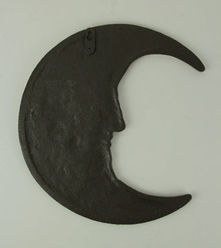 Crescent Moon Face Wall Hanging - Bronze Finished Cast Iron