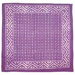 Block Printed Bandana - Purple Dots with Chevron Border