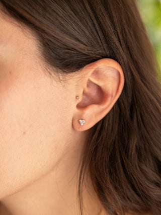Trio Lavender CZ Stud Earrings - Gold