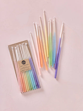 Tall Rainbow Ombré Hand-dipped Beeswax Party Candles