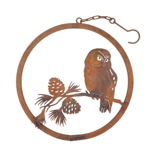 Saw-Whet Owl Ring - Metal Silhouette Garden Yard Home Art