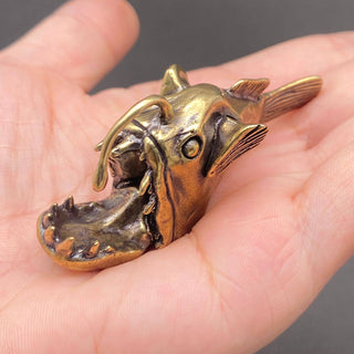 Vintage Brass Lantern Fish Desktop Figurine