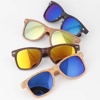Polycarbonate Rustic Wood Sunglasses - Assorted Colors