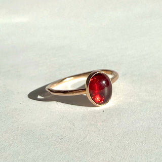 Red Garnet Oval Gemstone Ring - Gold
