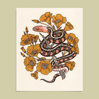 Snake + Poppies Giclee Print (8x10)