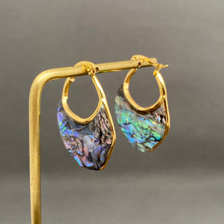 Abalone Shell 18K Gold-Plated Hoop Earrings