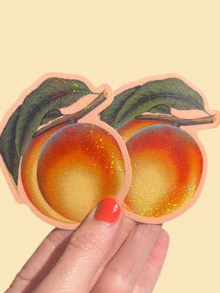 Peach Glitter Sticker - 3"