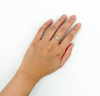 Blue Topaz Solitaire Brass Ring