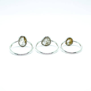 Golden Rutile Abstract Ring in Sterling Silver