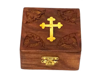 Brass Cross Inlay Wooden Box