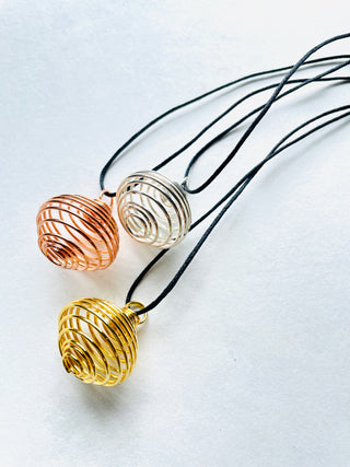 Spring Cage Pendant For Stones in Copper, Silver or Brass