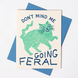 Going Feral Cat - Risograph Greeting Card