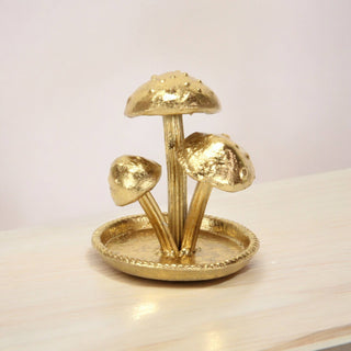 Cast Iron Golden Mushroom Trio Table Décor