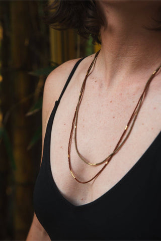 Sintha Silk Bead Wrap (Necklace / Bracelet): Rust